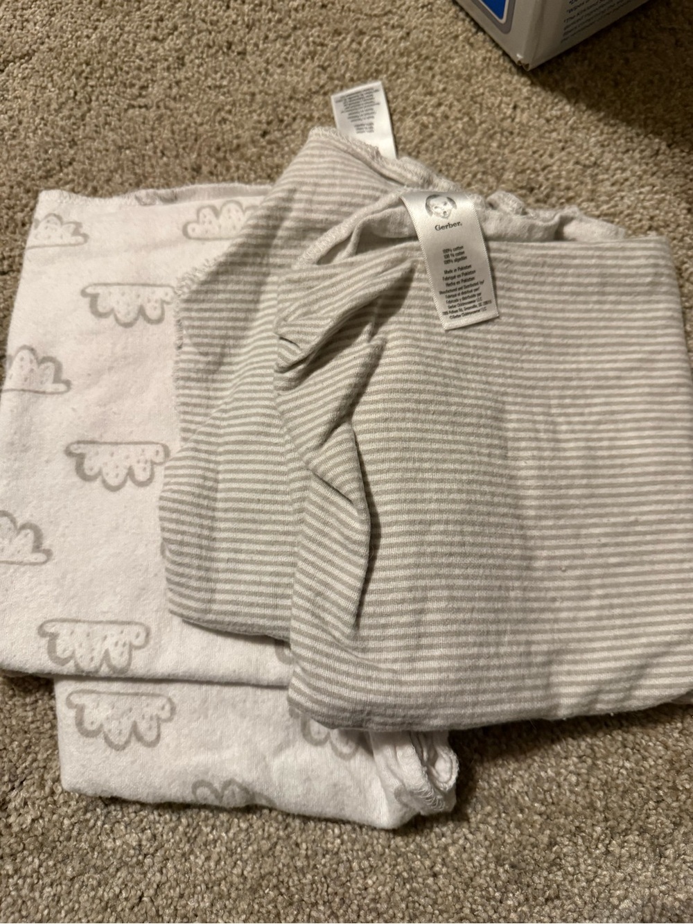 2 pack Gerber Baby Neutral Gray Cloud Print & Stripe Kids Pajamas